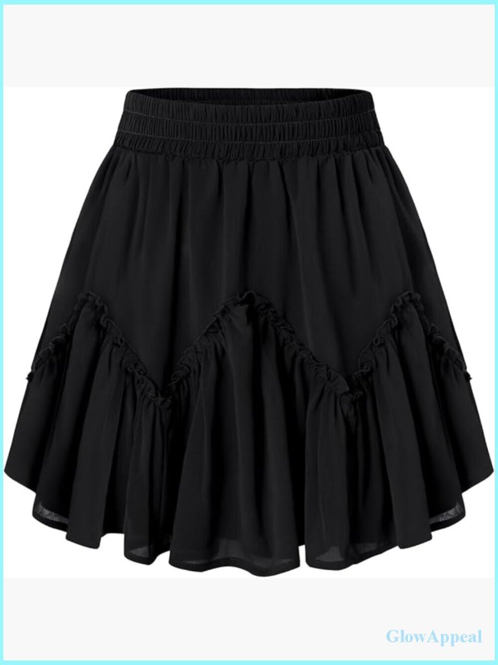 Women's Plus Size Mini Skater Skirt with Pockets Pleated Ruffled Hem